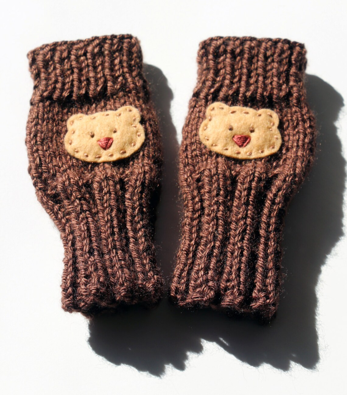 Cute Toddlers Fingerless Gloves Teddy Bear Gloves Brown Bear Etsy