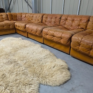 Vintage De Sede DS11  7 Piece Modular Sofa in Tan /Cognac Neck leather 1970&#39;s