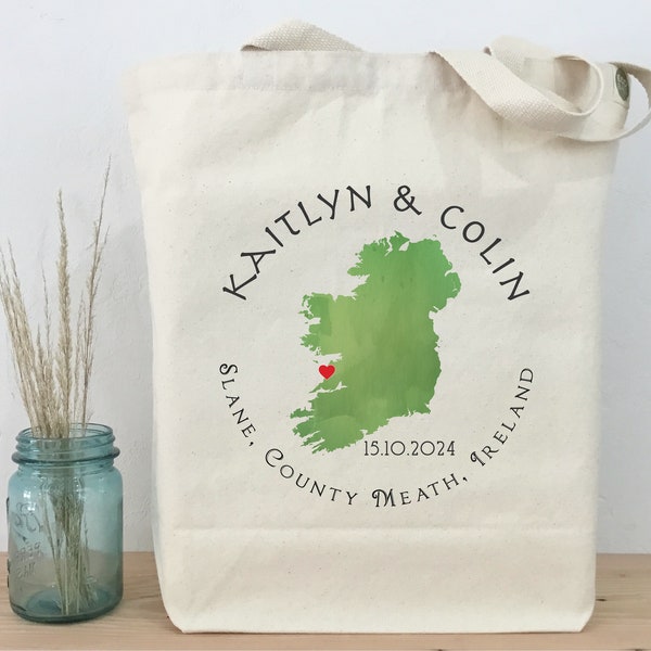 Ireland Wedding Tote, Personalized Tote, Ireland Wedding, Irish Wedding, Wedding Gift Tote, Ireland Map Tote, Welcome Wedding Bag