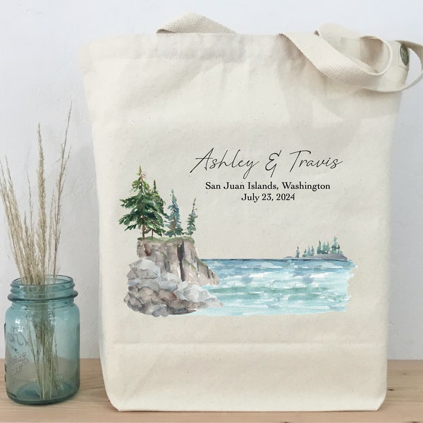 San Juan Islands Wedding Tote, Maine Coast Wedding Tote, Wedding Welcome Bag, Orcas Island Wedding, Washington Coast Wedding