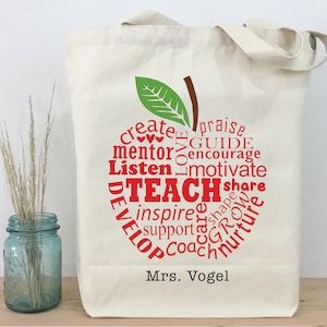 Teacher Tote, Personalized Teacher Gift, Teacher Appreciation Gift, End of School Year Gift, Teacher Book Tote, Back to School Teacher Gift