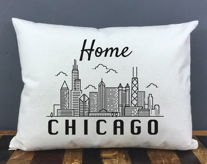 Chicago Skyline Pillow Chicago Pillow Gift for Chicago Home Etsy