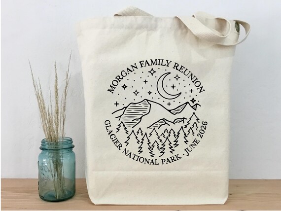 Personalized Mountain Cotton Canvas Tote Bag: Wedding, Reunion, or Trip