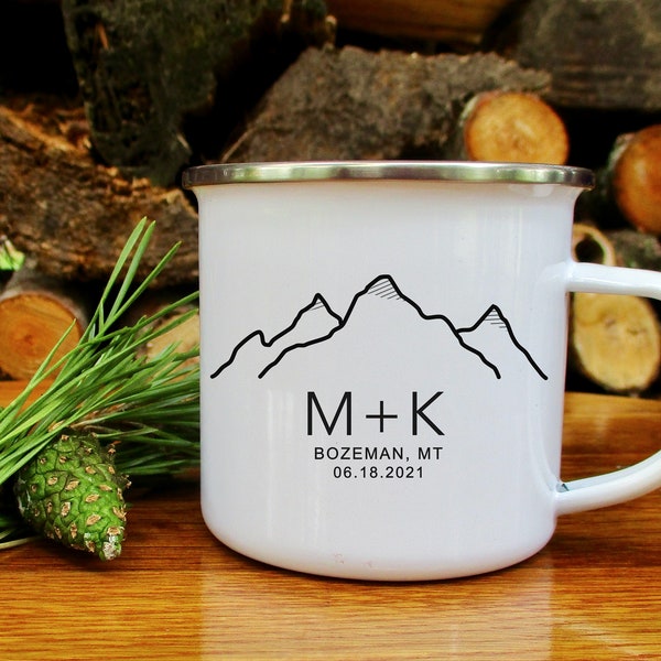 Mountain Wedding Coffee Mug, Personalized Mountain Wedding Mug, Wedding Guest Gift, Wedding Favor, Wedding Gift, Anniversary Gift