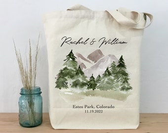 Mountain Wedding Tote, Personalized Tote, Welcome Bag, Guest Bag, Mountain Wedding, Mountain Tote, Colorado Wedding, Bridesmaid Gift