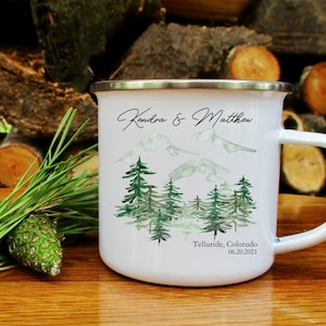 Mountain Wedding Coffee Mug, Personalized Mountain Wedding Mug, Wedding Guest Gift, Wedding Favor, Wedding Gift, Anniversary Gift