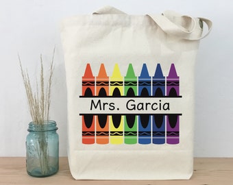 Personalized Teacher Tote Bag, Recycled Cotton Canvas