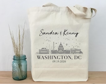 Personalized Washington DC Skyline Wedding Welcome Tote Bag