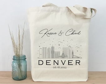 Denver Wedding Tote, Denver Skyline Wedding Welcome Bag, Personalized Wedding Tote, Wedding Guest Tote, Denver Wedding Bag, Colorado Wedding