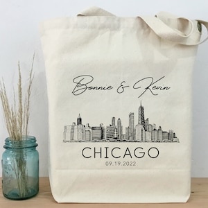 Chicago Tote, Chicago Skyline, Tote, Personalized Tote, Wedding Welcome Tote, Chicago Bachelorette Tote, Chicago Trade Show Bag, Gift Tote