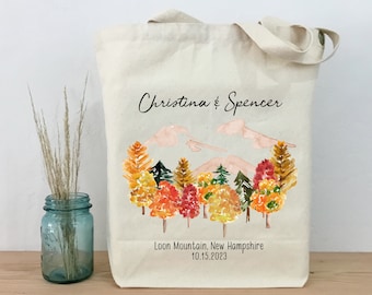 Autumn Mountain Wedding Tote, Fall Wedding Tote, Outdoor Fall Wedding, Appalachian Mountain Wedding,  Mountain Fall Wedding,  Wedding Tote