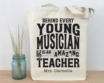 Music Teacher Tote, Music Teacher Gift, Teacher Appreciation Gift, Band Teacher Gift, Personalized Teacher Tote, Choir Teacher Gift