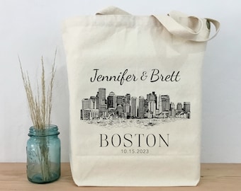 Boston Wedding Tote, Boston Wedding Welcome Bag, Personalized Wedding Tote, Wedding Guest Bag, Boston Wedding Bag, Boston Wedding Favor