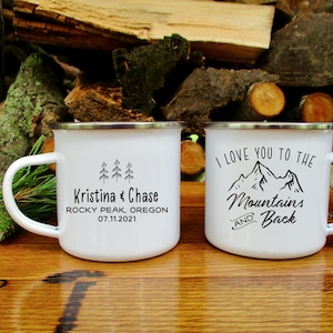 Mountain Coffee Mug, Mountain Wedding, I Love You To The Mountains and Back, Personalized Wedding Guest Gift, Wedding Favor, Wedding Gift