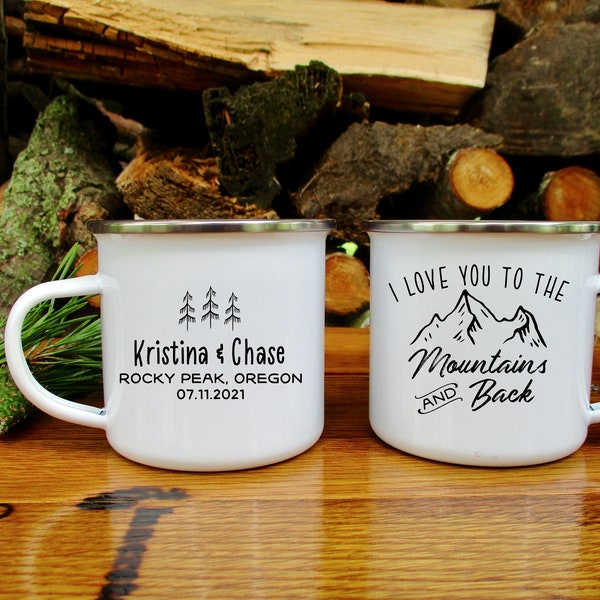 Mountain Coffee Mug, Mountain Wedding, I Love You To The Mountains and Back, Personalized Wedding Guest Gift, Wedding Favor, Wedding Gift