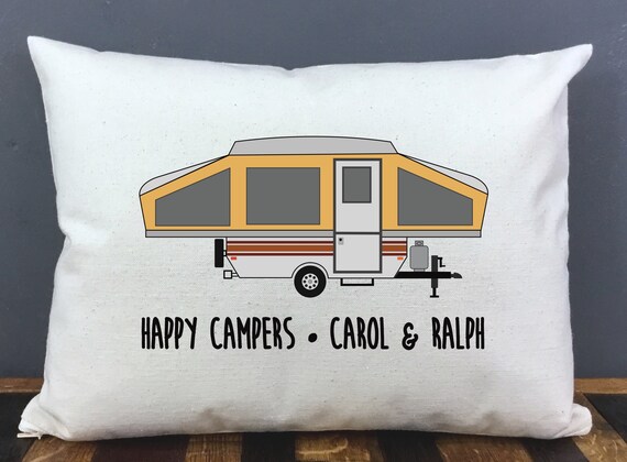Tent Camper Pillow Tent Trailer Pillow Happy camper pillow | Etsy