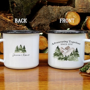 Adventuring Together Mug, Anniversary Gift, Camp Mug, Wedding Mug, Anniversary Mug, Mountain Mug, Personalized Coffee Mug