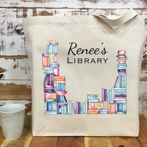 Personalized Book Tote, Bibliophile Gift, Library Tote, Librarian Gift, Book Club Tote, Personalized Gift Tote, Book Lover, Christmas Gift