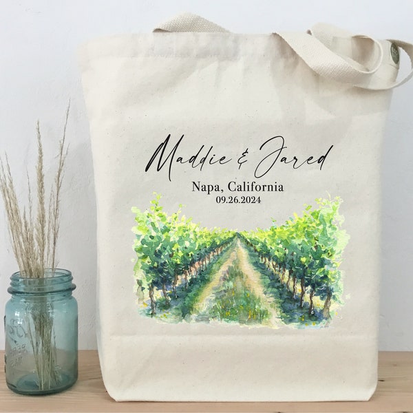 Vineyard Wedding Tote, Winery Wedding, Wine Country Wedding Tote, Napa Valley Wedding, Sonoma Wedding, Vineyard Wedding Welcome Bag