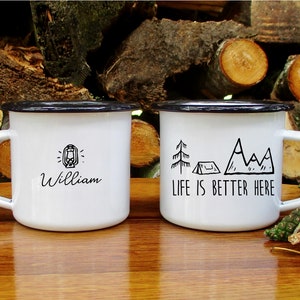 Mountain Coffee Mug, Mountain Camp Mug, Personalized Outdoor Camp Mug, Hikers Mug, Bridesmaid or Groomsman Gift, Backpacker Mug, Camping Mug