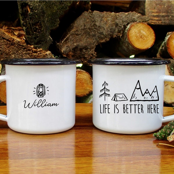 Mountain Coffee Mug, Mountain Camp Mug, Personalized Outdoor Camp Mug, Hikers Mug, Bridesmaid or Groomsman Gift, Backpacker Mug, Camping Mug