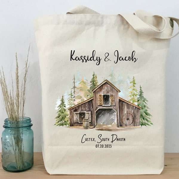 Barn Wedding Tote, Wedding Welcome Bag, Wedding Favor, Farm Wedding, Wedding Hotel Bag, Country Wedding, Outdoor Wedding, Wedding Guest Bag