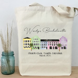 Charleston Bachelorette Party, Charleston Tote, Bachelorette Party Tote, Rainbow Row, Girls Trip Tote, Shopping Tote, Birthday Tote