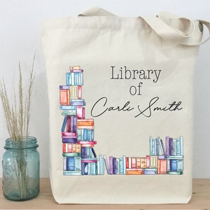 Personalized Book Tote, Bibliophile Gift, Library Tote, Librarian Gift, Book Club Tote, Personalized Library Tote, Book Lover, Gift for her