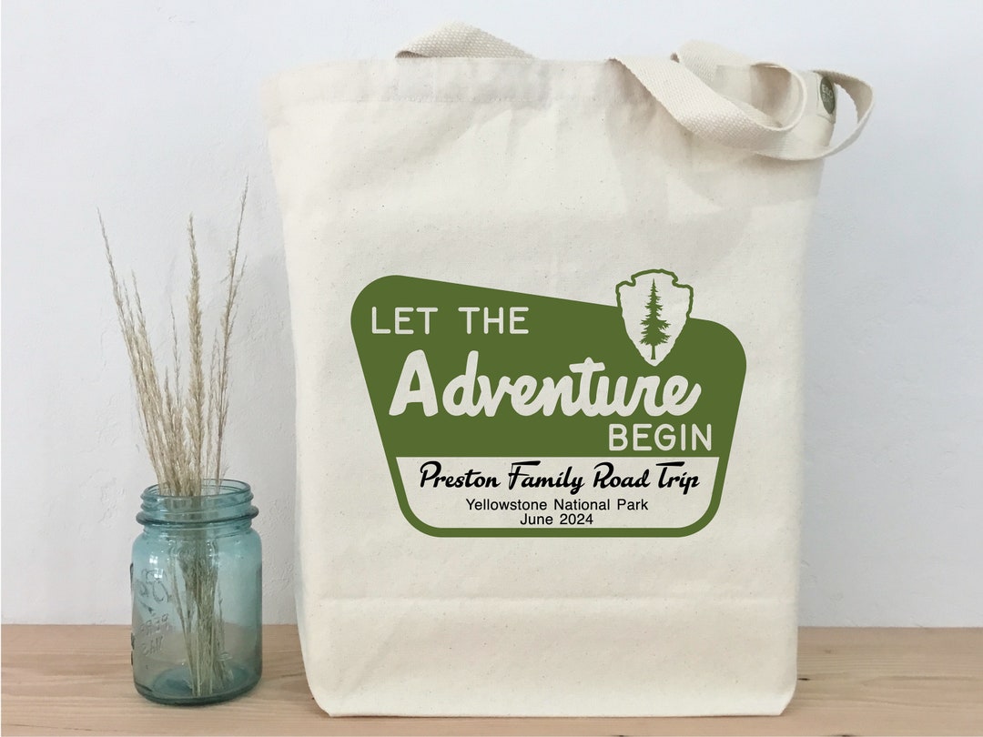 Family Road Trip Tote, Family Vacation Tote, National Park Sign Tote