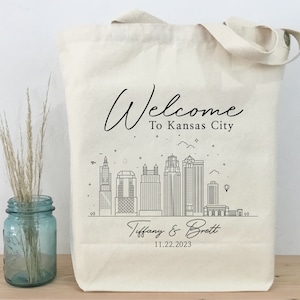 Kansas City Wedding Tote, Kansas City Skyline Wedding Welcome Bag, Personalized Wedding Tote, Wedding Guest Tote, Kansas City Wedding Tote