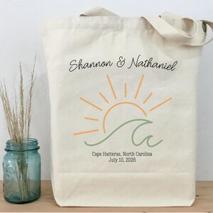 Personalized Wedding Cotton Canvas Tote Bag, Beach Wedding Tote, Wedding Guest Welcome Bag, Beach Tote, Nautical Wedding, Wedding Gift Tote