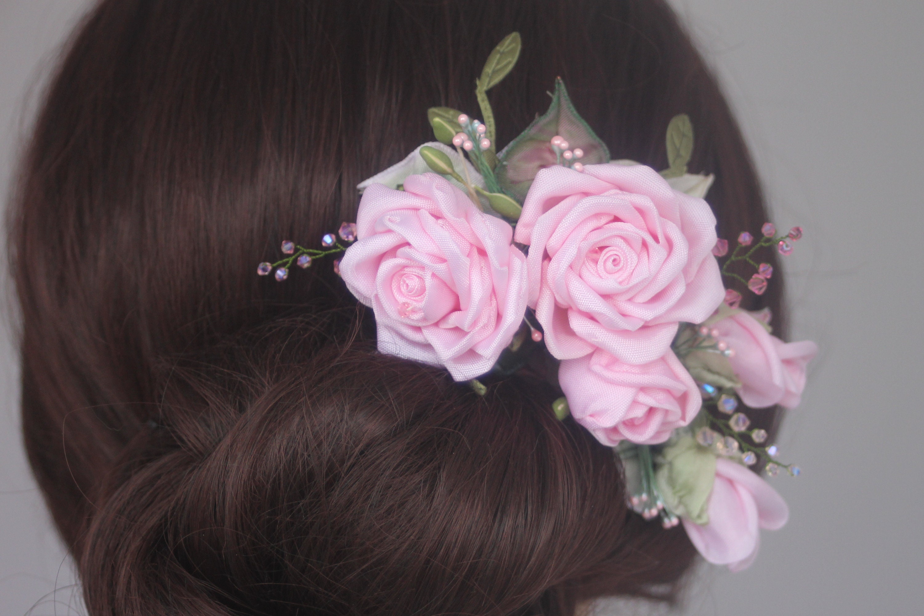 Ribbonwork Hair Accessory Bridal Corsage Wedding Hair Flowers Etsy