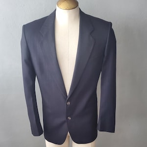 ジャケット SAINT LAURENT Dark Blue Wool Blazer Yves Saint Laurent YSL Navy Blue Men's Sport Coat Blazer