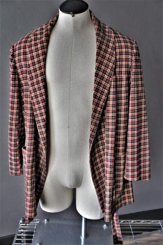 Corduroy Houndstooth Smoking Jacket/ Bespoke Robe… - image 6