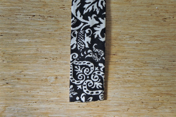 Vintage Rooster Batik Necktie/Black and White/ c.… - image 1