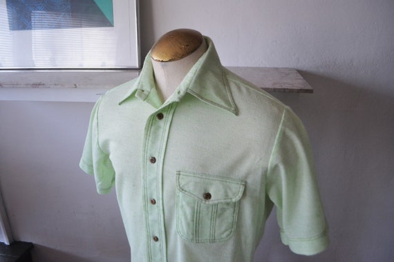 Donegal Crepe Oxford Shirt/ 70's Short Sleeve Tro… - image 6