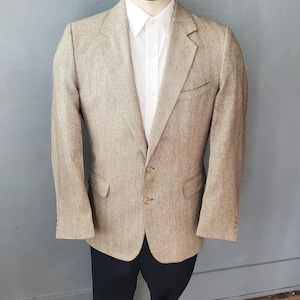 Vintage Egon Von Furstenberg Herringbone Blazer/ Men&#39;s Wool Sport Coat/ Tailored Sport Jacket/ Size 40/ Gift for Him/ Father&#39;s Day Gift