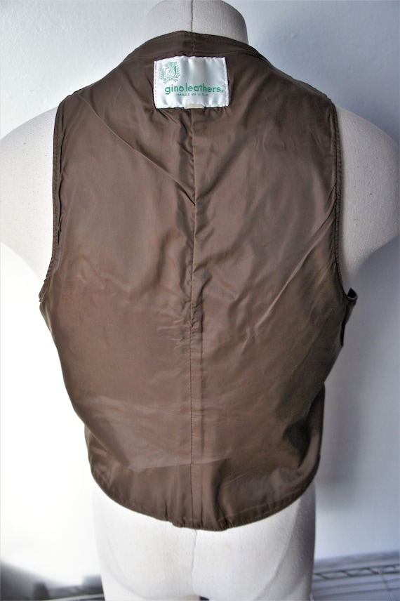 Vintage Leather Waistcoat/ Gino Leathers/ 1970's … - image 9