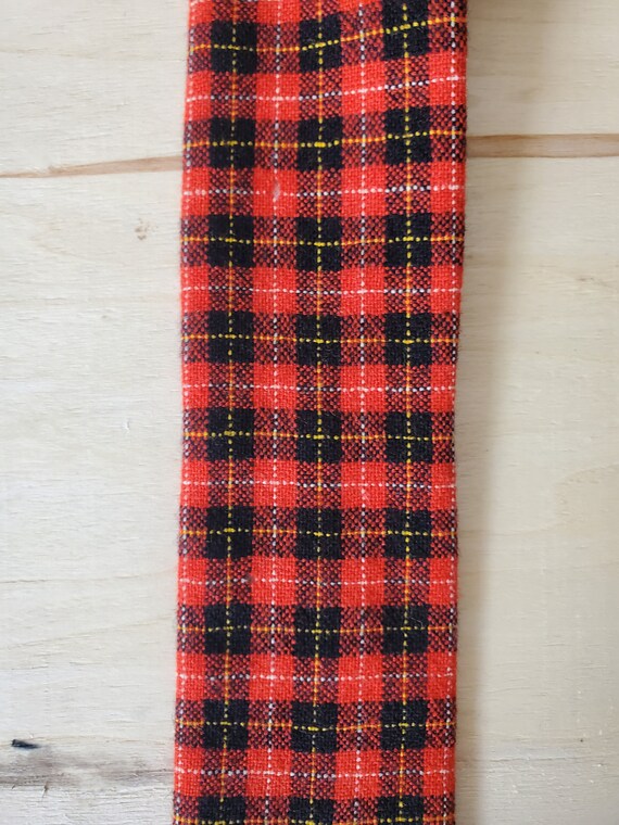 Wool Tartan Plaid Necktie/ Vintage Rooster Square… - image 3