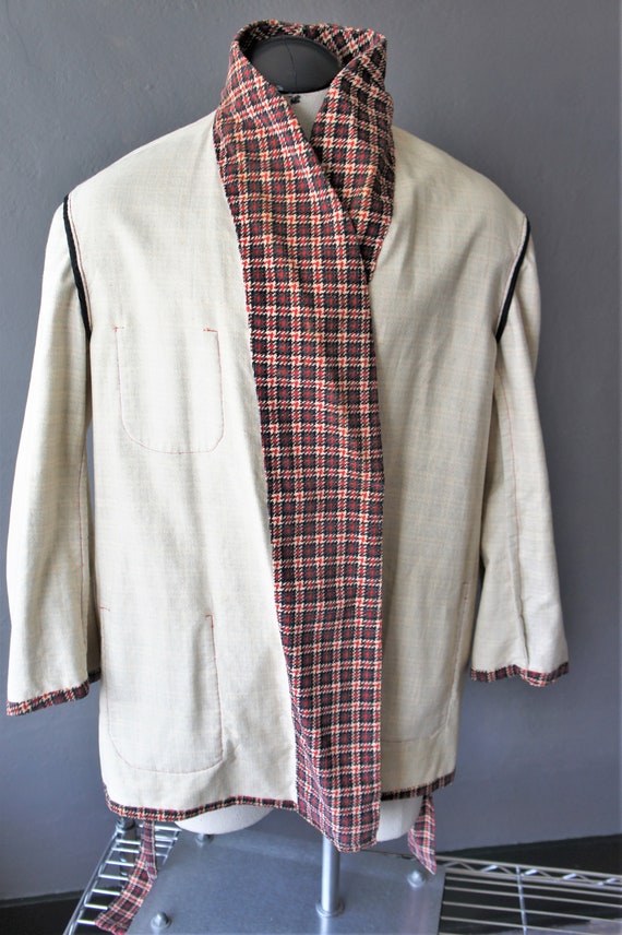 Corduroy Houndstooth Smoking Jacket/ Bespoke Robe… - image 9