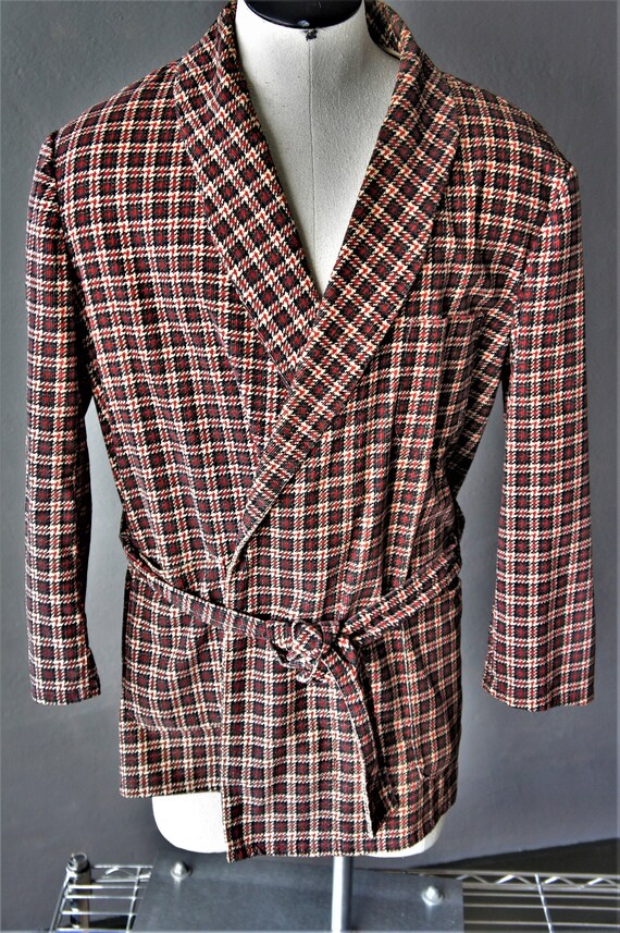 Corduroy Houndstooth Smoking Jacket/ Bespoke Robe… - image 1