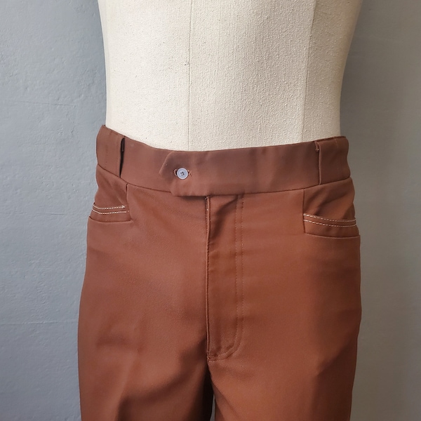 70's Flat Front Trousers/JC Penney Cocoa Brown Flare Leg Pants/ Size 32 Slacks