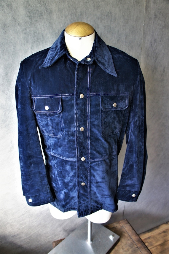 70's Velvet Suede Shirt Jacket/ Men's Towncraft Si