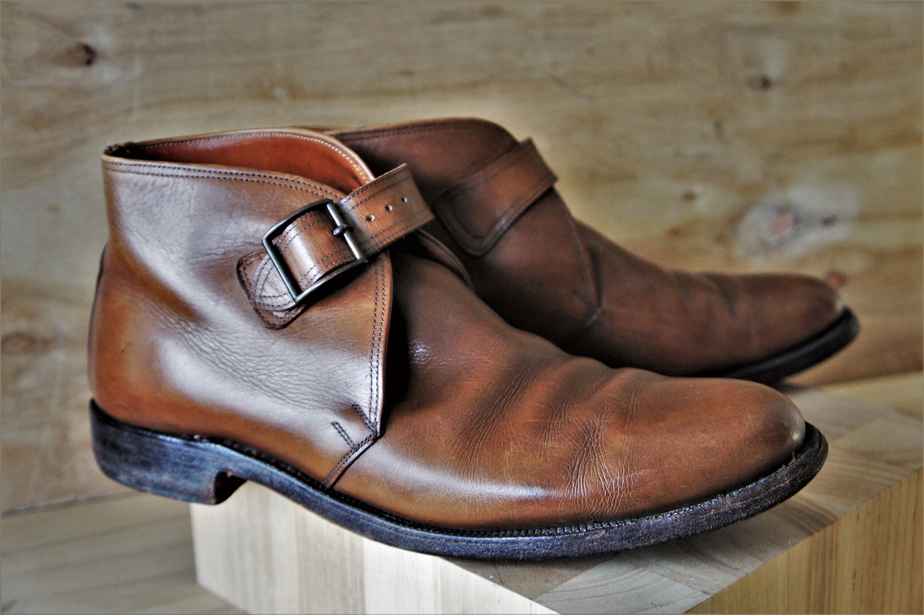 60s Nettleton Leather Monk Strap Ankle Boots/ Nettleton/Size 9 US