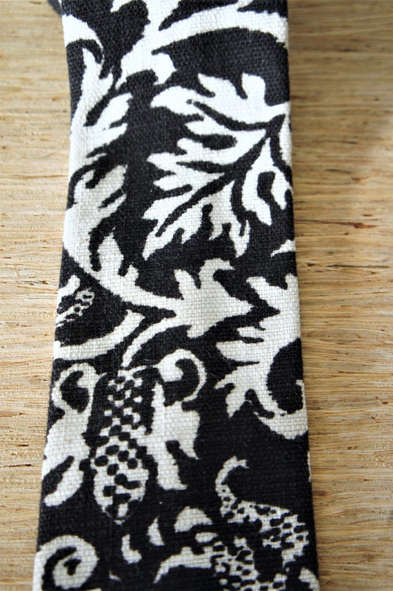 Vintage Rooster Batik Necktie/Black and White/ c.… - image 5