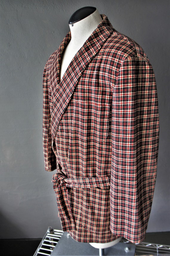 Corduroy Houndstooth Smoking Jacket/ Bespoke Robe… - image 5