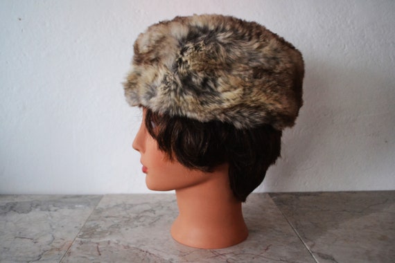 50's Fur Pill Box Hat/ Vintage Rabbit Fur Hat/ Wo… - image 2