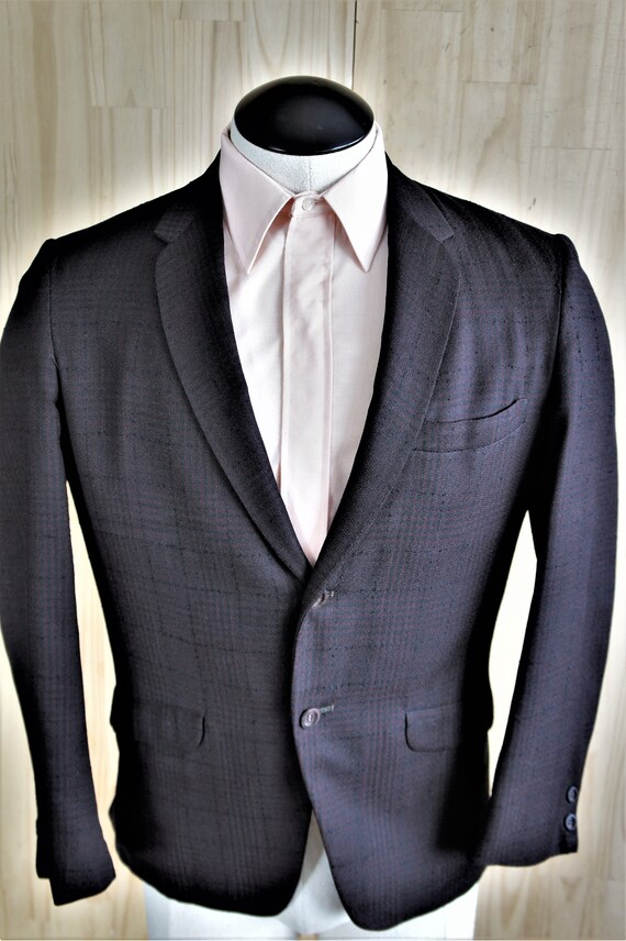 1950s Wool Plaid Sport Jacket/ Men's Small Suit