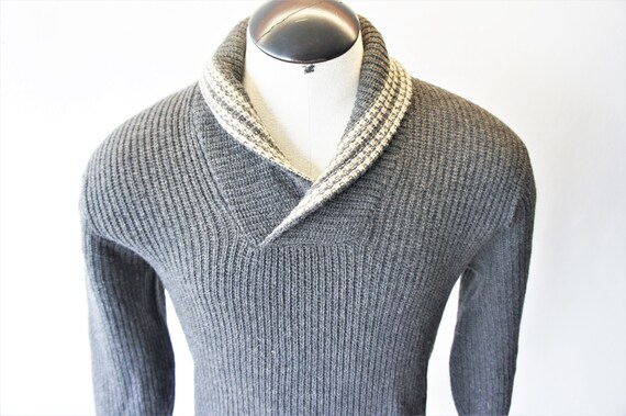 Mens' Vintage Shawl Collar Pullover Sweater/ c. 19