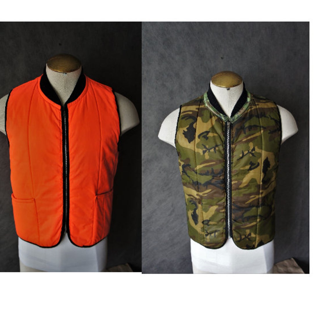 Nylon CamoField Orange Hunting Vest/ Reversible Insulated Etsy